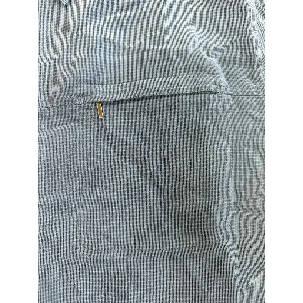 The North Face Mens Large Blue Micro Check Short Sleeve Hiking Shirt Vented New
